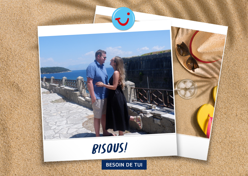 Carte de vacances plage avec bisous de et votre photo - Vakantiekaarten Vakantiekaarten - Carte de vacances plage avec bisous de et votre photo