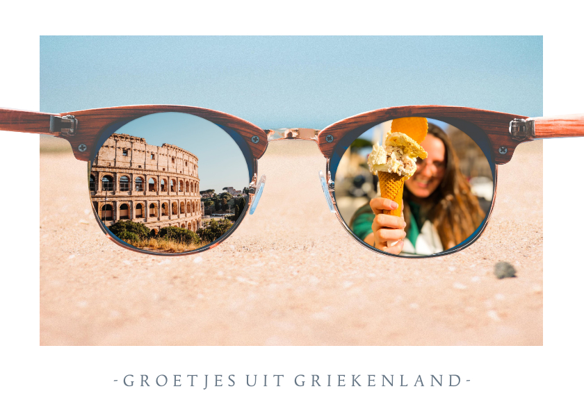 Vakantiekaarten - Grappige vakantiekaart met zonnebril met daarin eigen foto's