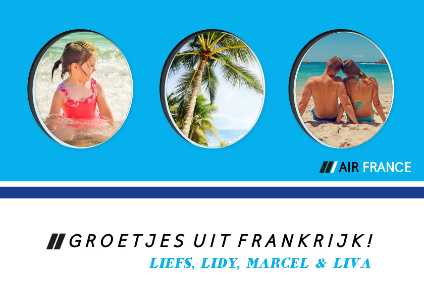 Vakantiekaarten - Grappige vakantiekaart vliegtuigraampjes met vakantiefoto's