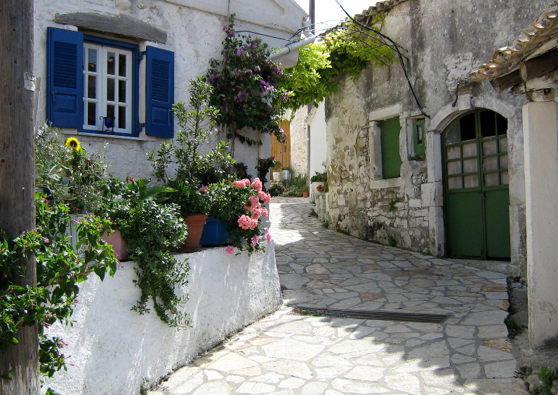 Grieks straatje - Vakantiekaarten Vakantiekaarten - Grieks straatje