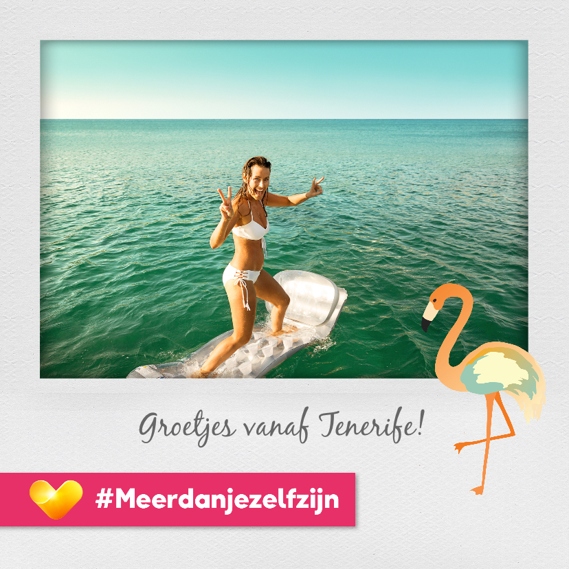 Neckermann vakantiekaart met flamingo's en eigen foto - Vakantiekaarten Vakantiekaarten - Neckermann vakantiekaart met flamingo's en eigen foto
