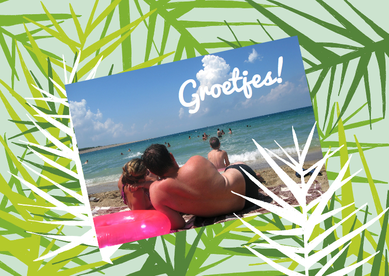 Palmboom bladeren vakantiekaart - Vakantiekaarten Vakantiekaarten - Palmboom bladeren vakantiekaart