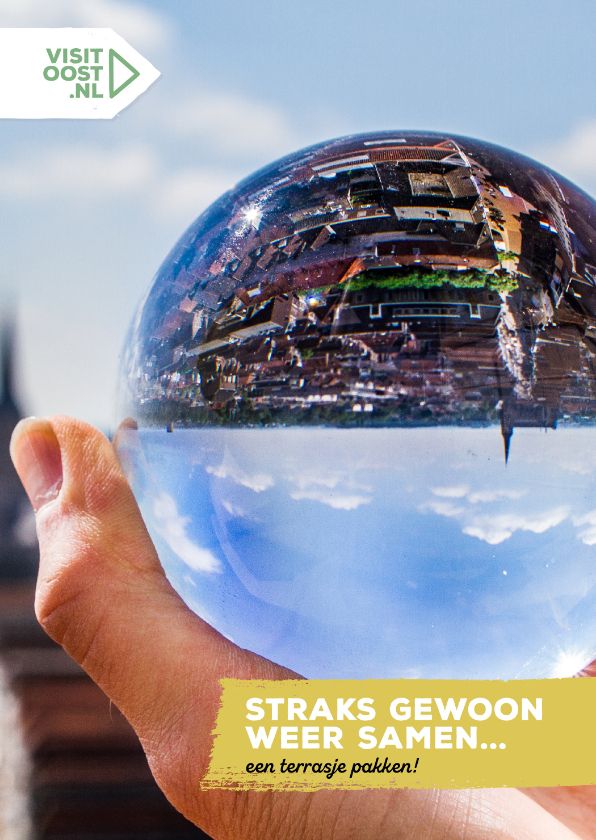 Straks gewoon samen bijpraten op een terrasje rechthoek - Vakantiekaarten Vakantiekaarten - Straks gewoon samen bijpraten op een terrasje rechthoek