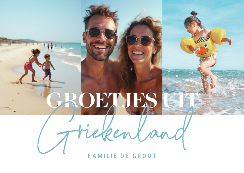 Vakantie fotokaart groetjes uit met 3 foto's - Vakantiekaarten Vakantiekaarten - Vakantie fotokaart groetjes uit met 3 foto's