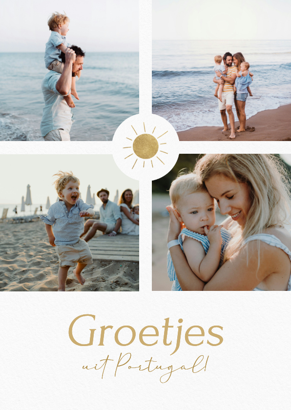 Vakantiekaarten - Vakantie fotokaartje met gouden zonnetje