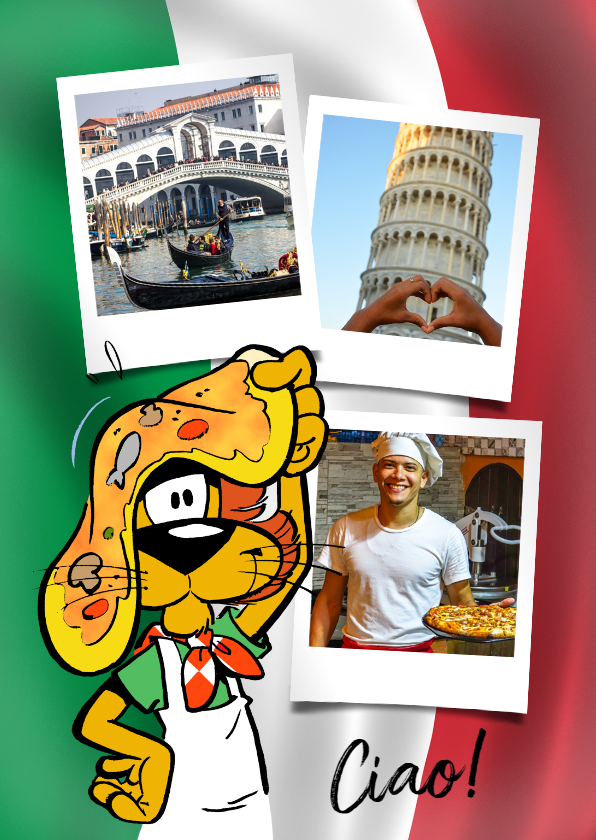 Vakantiekaarten - Vakantie Loeki in Italië pizza - A