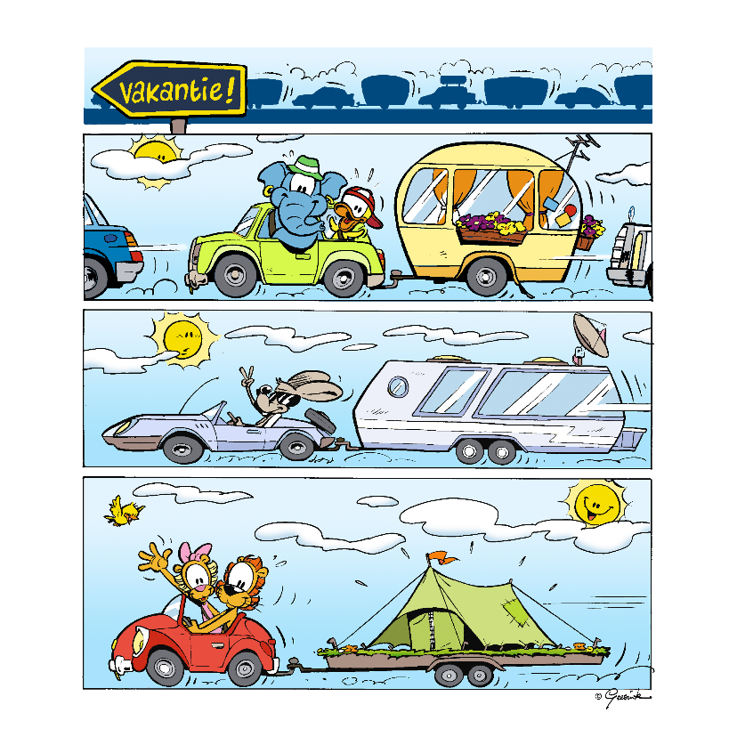 Vakantiekaarten - Vakantie Loeki strip autoreis - A