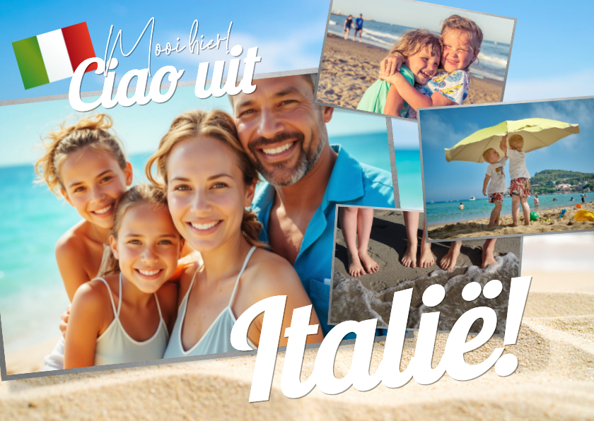 Vakantiekaart 'Ciao uit Italië' ansichtkaart 4 foto's - Vakantiekaarten Vakantiekaarten - Vakantiekaart 'Ciao uit Italië' ansichtkaart 4 foto's