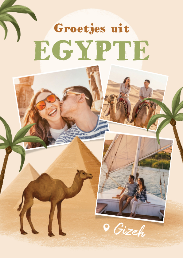 Vakantiekaarten - Vakantiekaart Egypte Gizeh piramide Afrika fotokaart kameel 