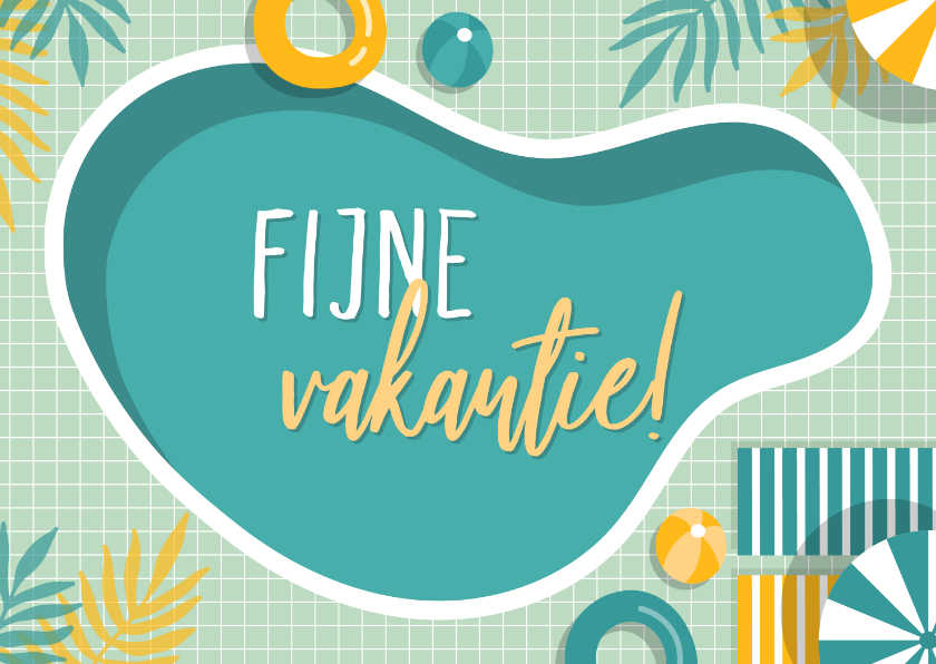 Vakantiekaarten - Vakantiekaart 'fijne vakantie!' zwembad