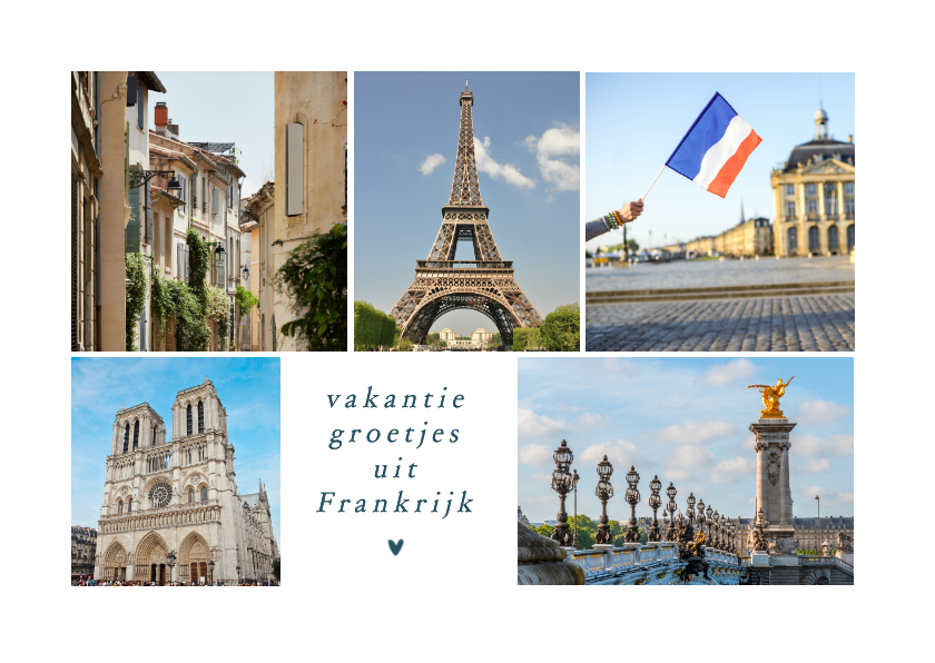 Vakantiekaart fotocollage groetjes uit Frankrijk - Vakantiekaarten Vakantiekaarten - Vakantiekaart fotocollage groetjes uit Frankrijk