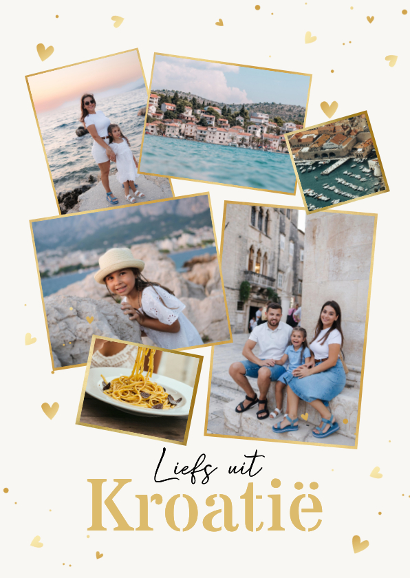 Vakantiekaart fotocollage hartjes liefs uit Kroatië - Vakantiekaarten Vakantiekaarten - Vakantiekaart fotocollage hartjes liefs uit Kroatië