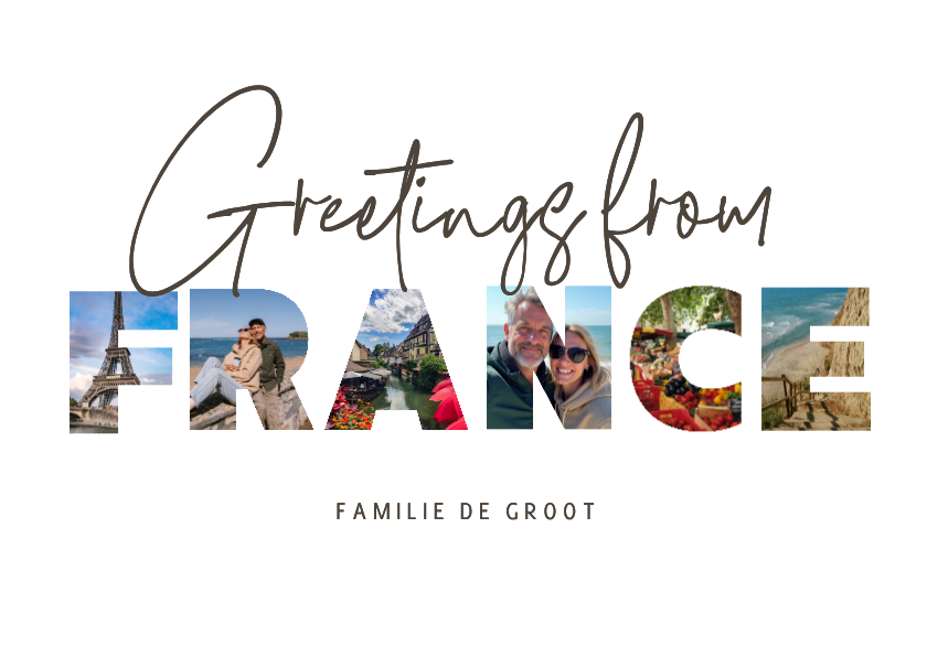 Vakantiekaart greetings from France fotocollage - Vakantiekaarten Vakantiekaarten - Vakantiekaart greetings from France fotocollage