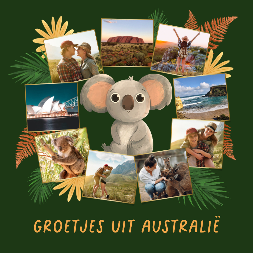 Vakantiekaarten - Vakantiekaart groetjes uit Australië fotocollage koala