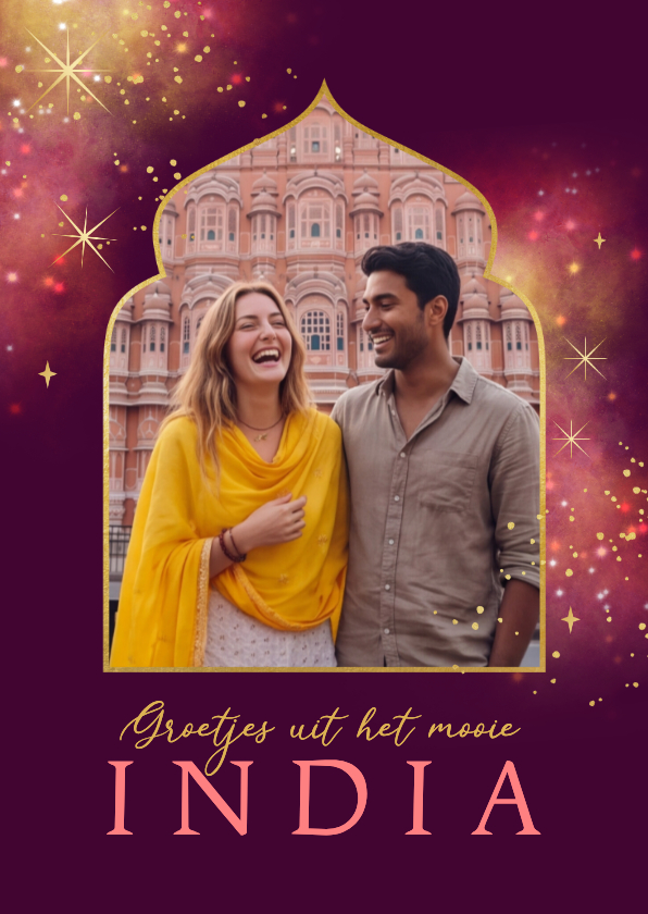 Vakantiekaarten - Vakantiekaart groetjes uit India lichtjes foto