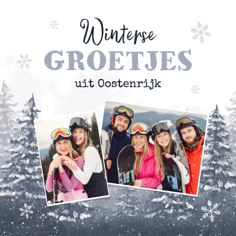 Vakantiekaarten - Vakantiekaart groetjes uit Oostenrijk bergen wintersport