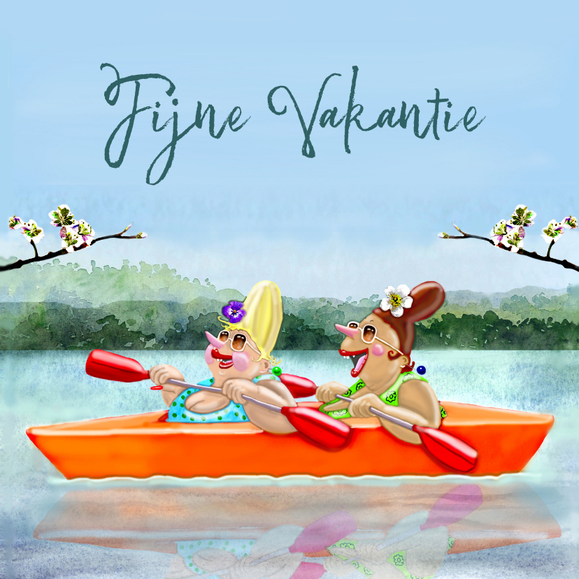 Vakantiekaarten - Vakantiekaart In het bootje