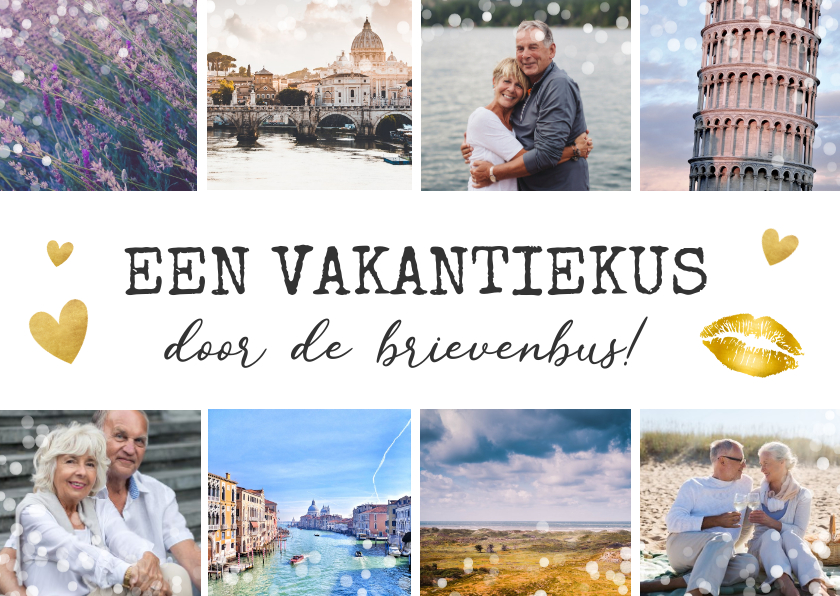 Vakantiekaart kus door de brievenbus - fotocollage 8 foto's - Vakantiekaarten Vakantiekaarten - Vakantiekaart kus door de brievenbus - fotocollage 8 foto's