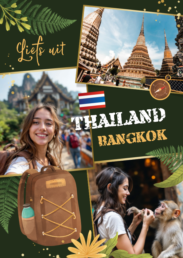 Vakantiekaart liefs uit Thailand Bangkok backpack fotokaart - Vakantiekaarten Vakantiekaarten - Vakantiekaart liefs uit Thailand Bangkok backpack fotokaart
