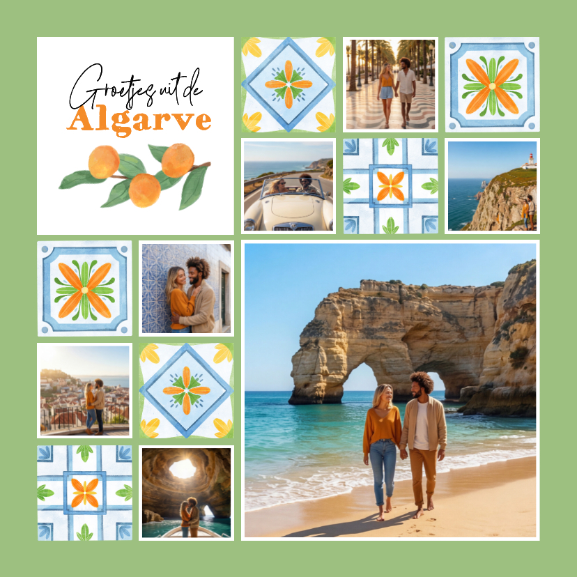 Vakantiekaart mediterraans tegeltjes sinaasappels fotokaart - Vakantiekaarten Vakantiekaarten - Vakantiekaart mediterraans tegeltjes sinaasappels fotokaart
