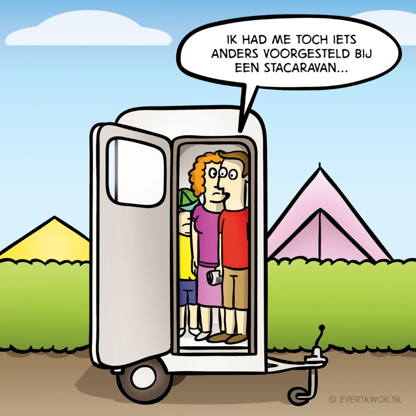 Vakantiekaarten - Vakantiekaart met grappige stacaravan cartoon