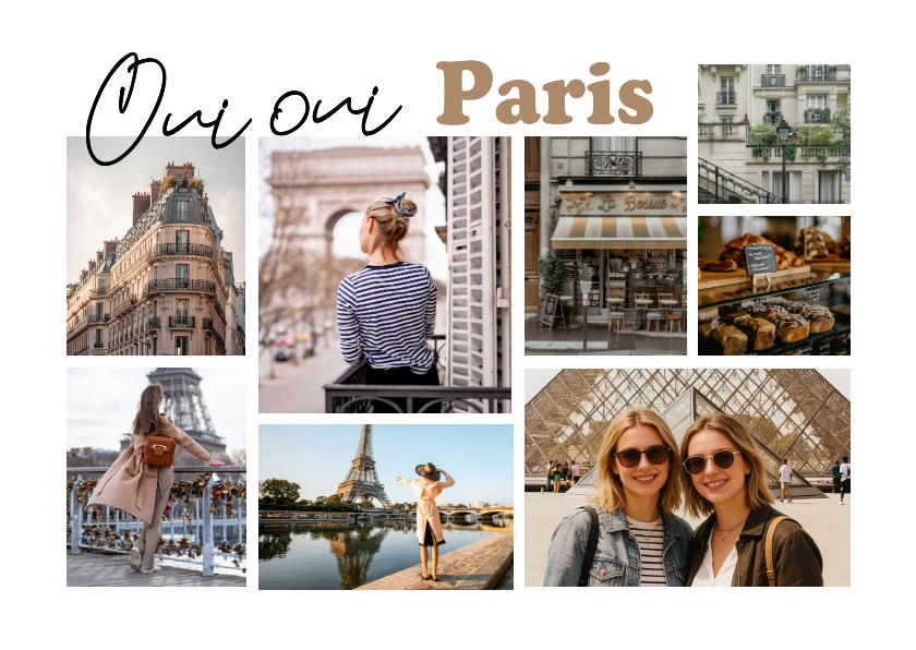 Vakantiekaarten - Vakantiekaart oui oui paris fotocollage stedentrip