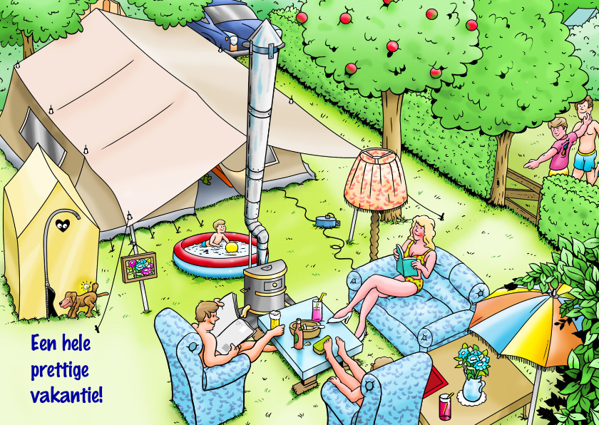 Vakantiekaart prettige vakantie voor kampeerders - Vakantiekaarten Vakantiekaarten - Vakantiekaart prettige vakantie voor kampeerders