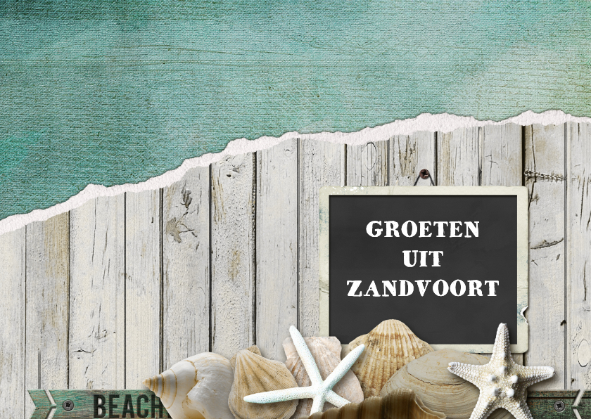 Vakantiekaarten - Vakantiekaart schelpen strandlook groeten uit..