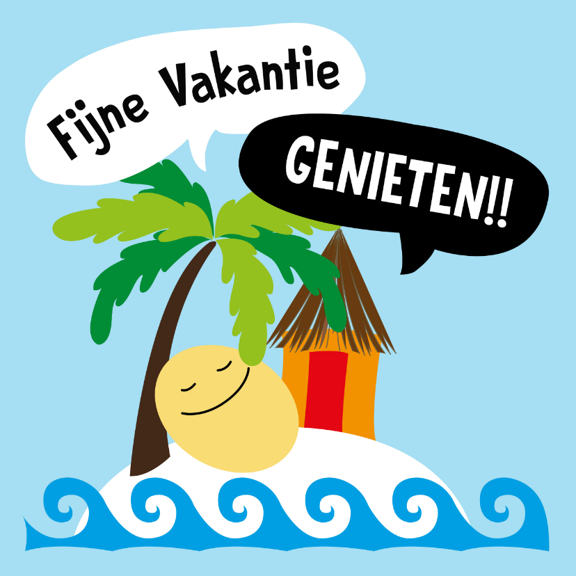 Vakantiekaarten - Vakantiekaart Smiley op eiland