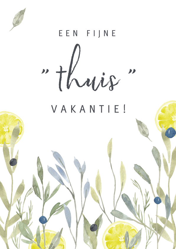 Vakantiekaarten - Vakantiekaart twijgjes/fruit, aanpasbare tekst