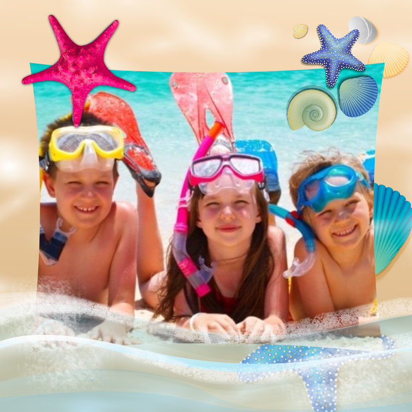 Vakantiekaart zeesterren schelpjes - Vakantiekaarten Vakantiekaarten - Vakantiekaart zeesterren schelpjes