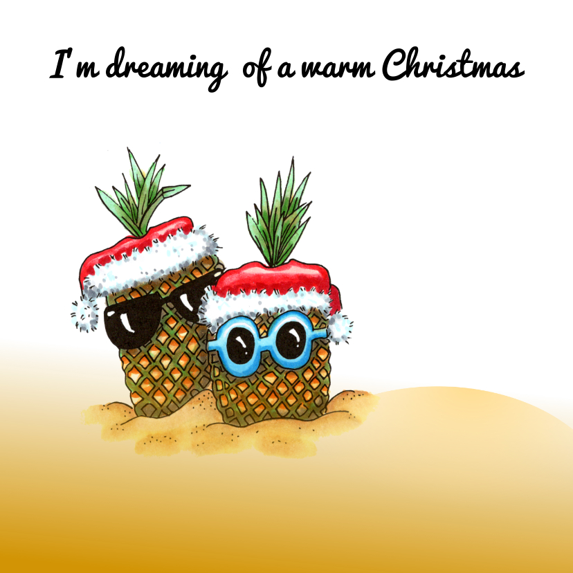 Vakantiekaarten ananassen met kerstmuts - Vakantiekaarten Vakantiekaarten - Vakantiekaarten ananassen met kerstmuts