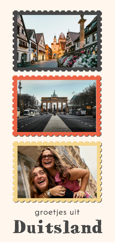 Vakantiekaarten - Vakantiekaartje drie foto's vlag groetjes uit Duitsland
