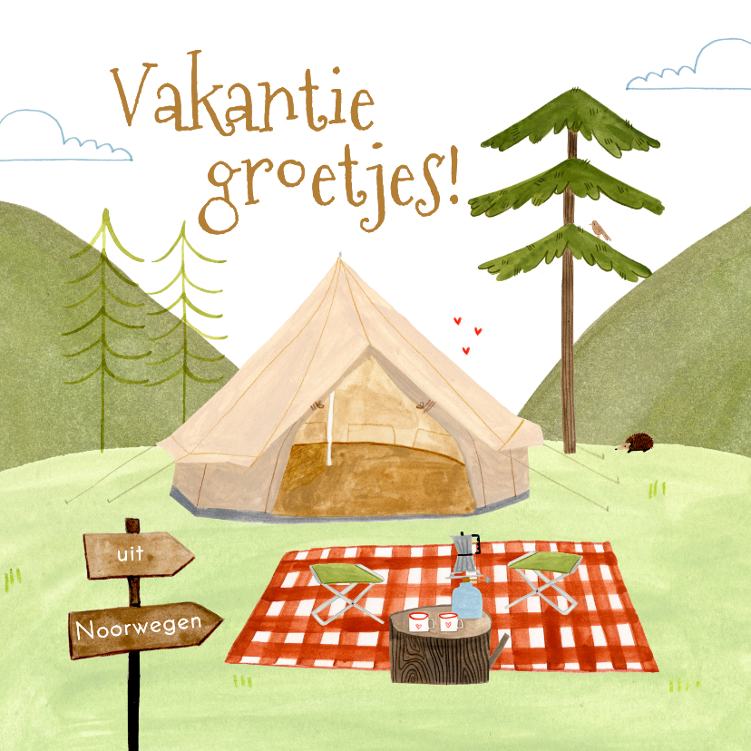 Vakantiekaartje groetjes uit Noorwegen kamperen tent - Vakantiekaarten Vakantiekaarten - Vakantiekaartje groetjes uit Noorwegen kamperen tent