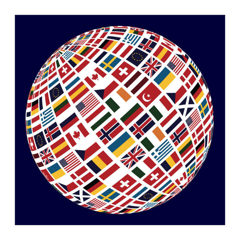 Vakantiekaarten - Vlaggen wereldbol