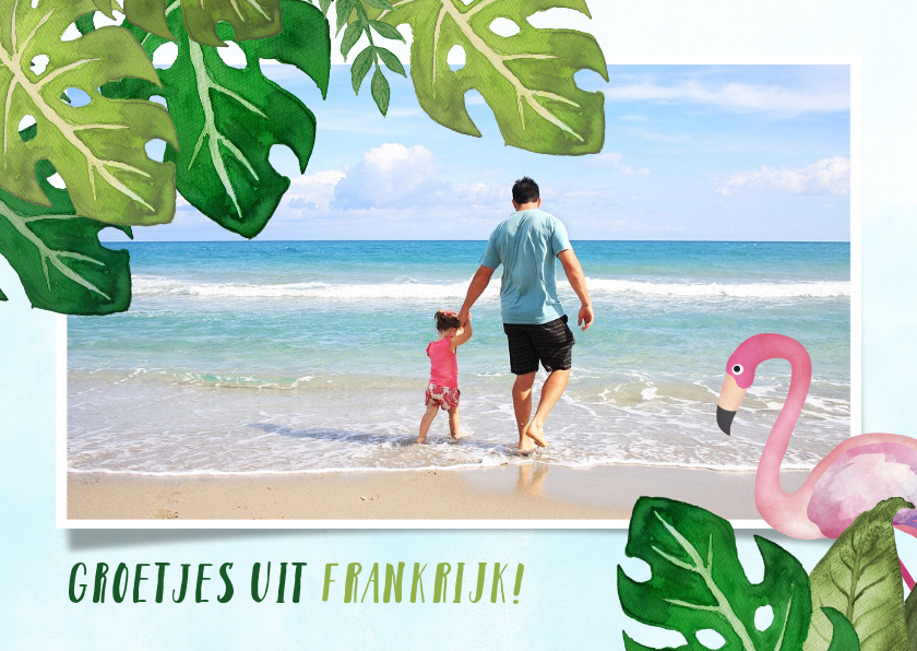 Vakantiekaarten - Vrolijke tropische vakantie ansichtkaart met eigen foto 