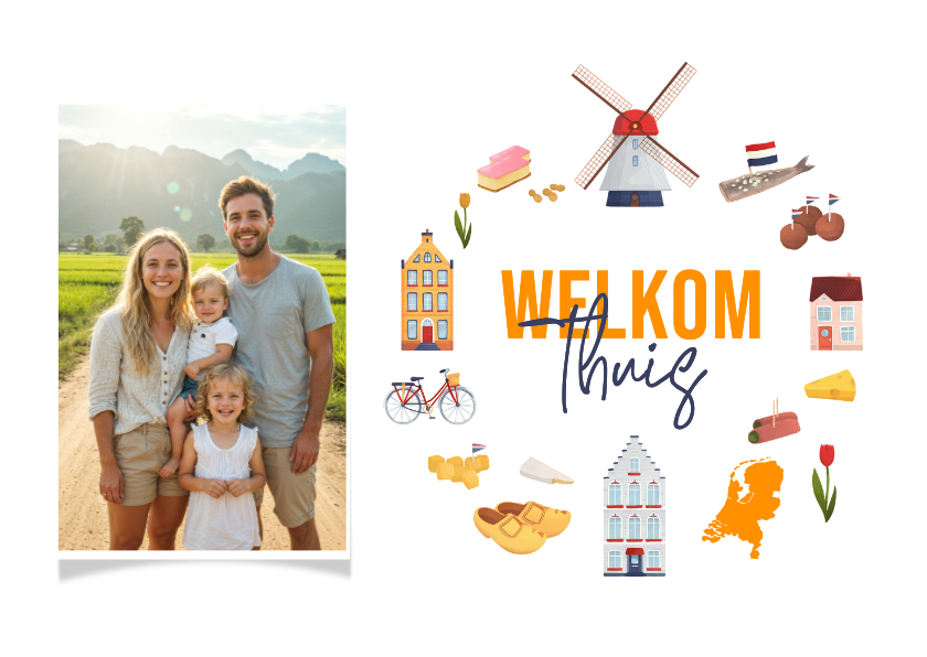 Welkom thuis vakantiekaart Nederland molen foto - Vakantiekaarten Vakantiekaarten - Welkom thuis vakantiekaart Nederland molen foto
