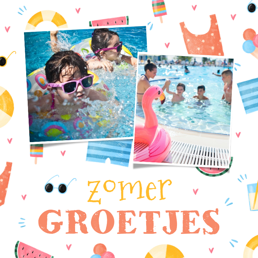 Vakantiekaarten - Zomergroetjes 2 foto's tropisch patroontje