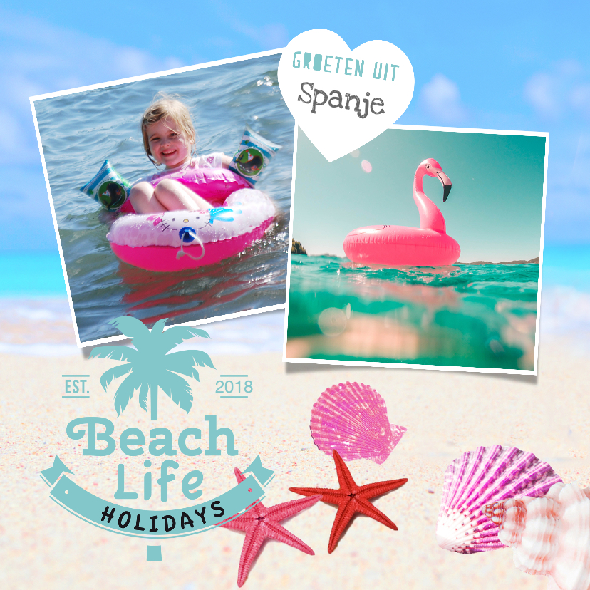 Zonnige vakantiekaart voor een strandvakantie - Vakantiekaarten Vakantiekaarten - Zonnige vakantiekaart voor een strandvakantie