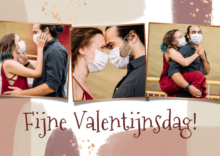 Fijne Valentijnsdag fotocollage verfstrepen - Valentijnskaarten Valentijnskaarten - Fijne Valentijnsdag fotocollage verfstrepen