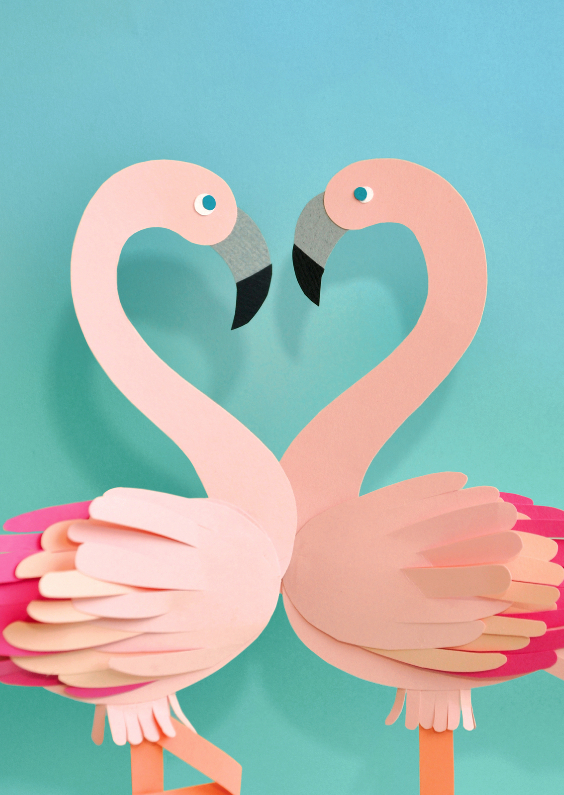 Flamingo's valentijn - Valentijnskaarten Valentijnskaarten - Flamingo's valentijn