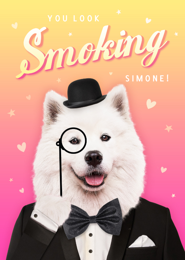 Valentijnskaarten - Grappige sexy valentijnskaart met hond - smoking hot!
