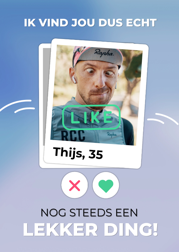 Valentijnskaarten - Grappige tinder valentijnskaart met foto en naam voor man