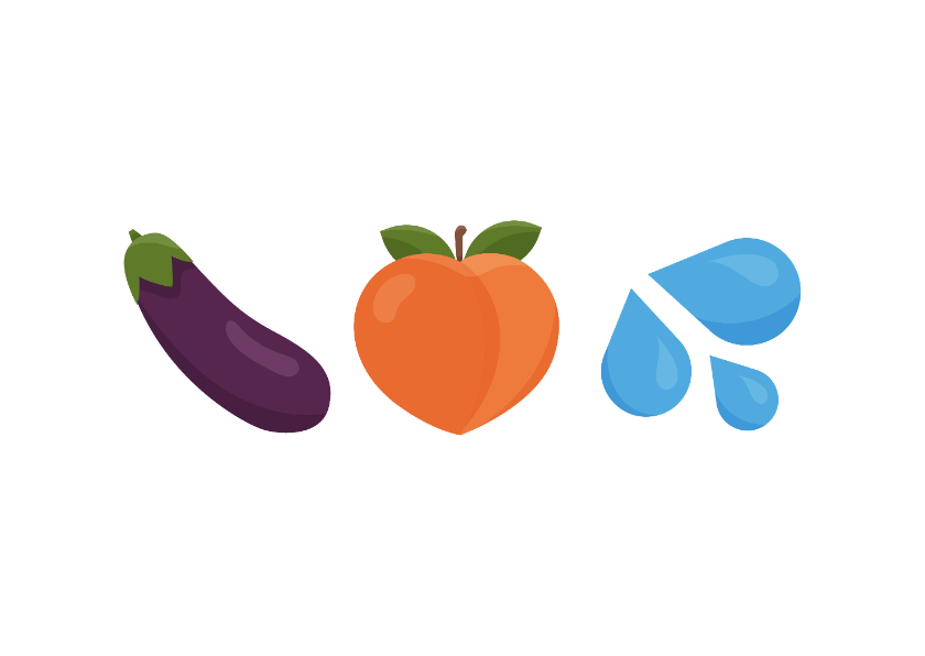 Valentijnskaarten - Grappige valentijnskaart aubergine perzik druppels emojis