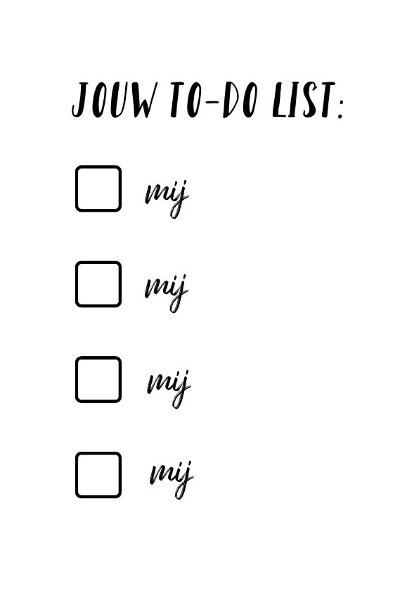 Valentijnskaarten - Grappige valentijnskaart your to-do list: mij