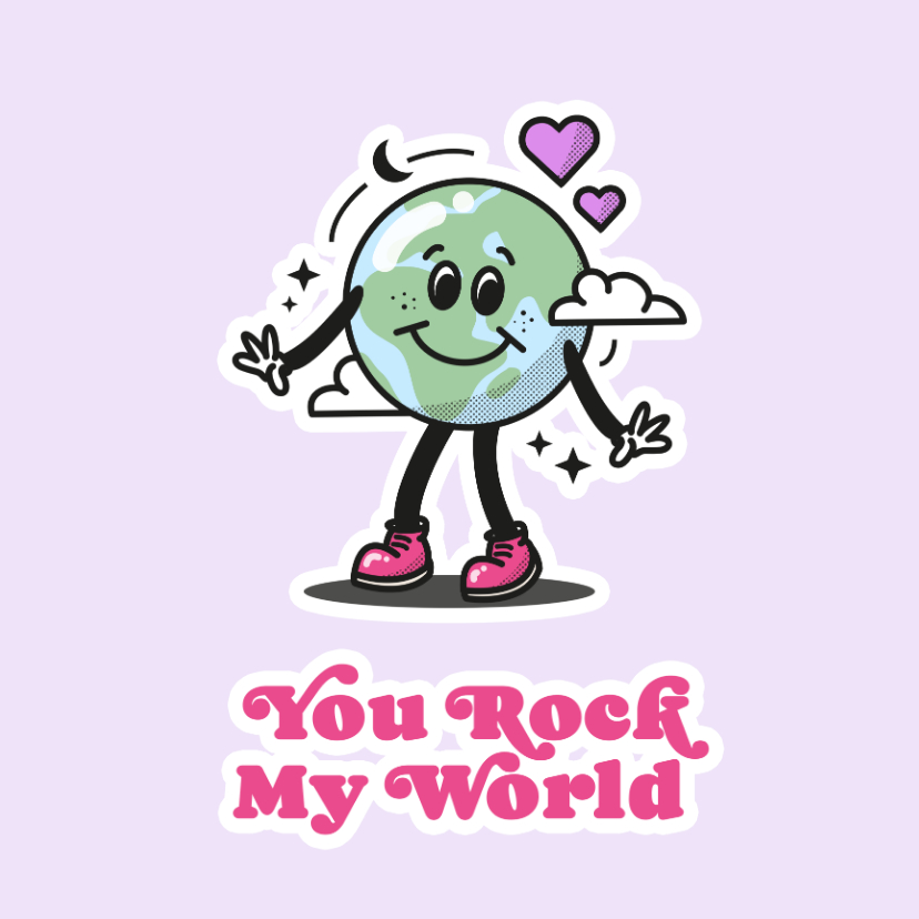 Valentijnskaarten - Hippe valentijnskaart met wereldbol you rock my world