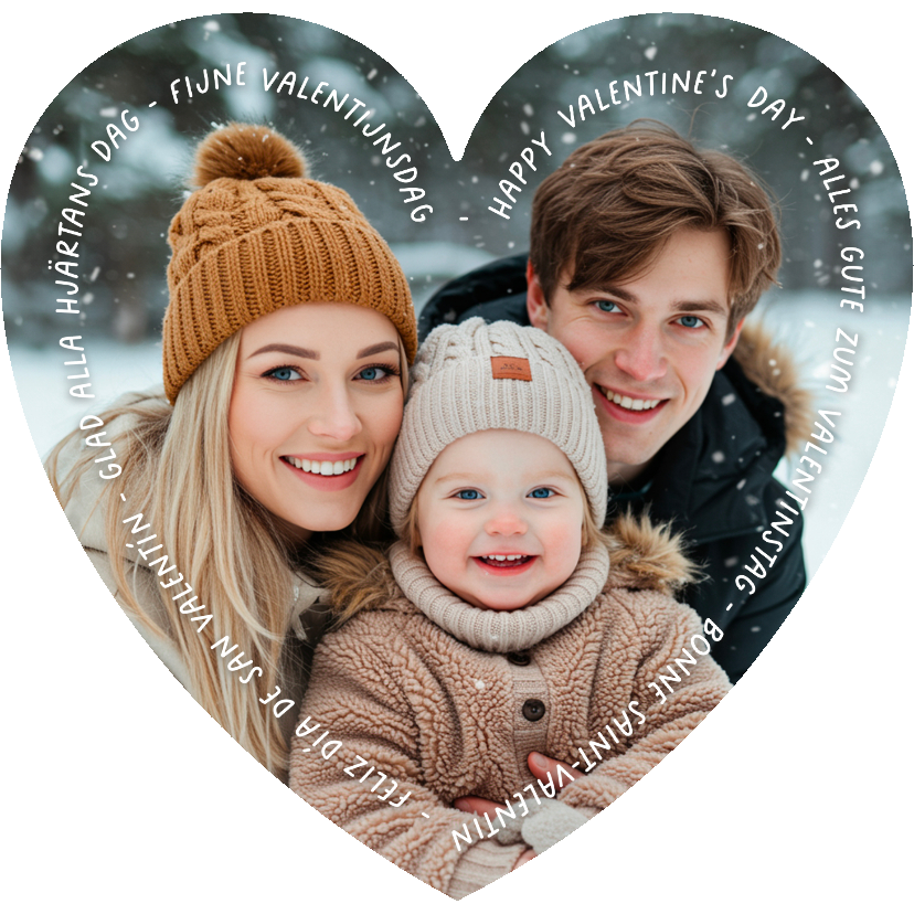 Valentijnskaarten - Internationale valentijnskaart in hartvorm met eigen foto