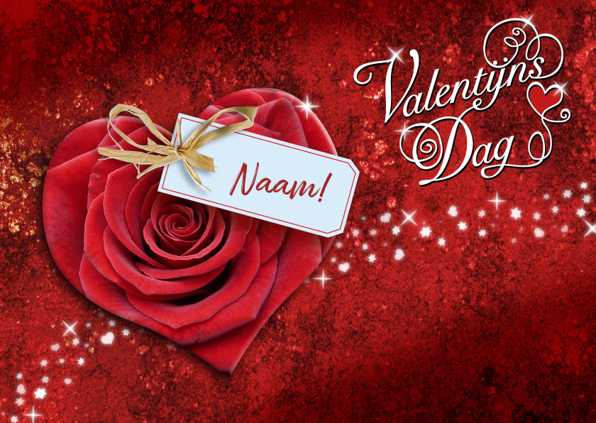 Leuke valentijnskaart met hart en labeltje met naam - Valentijnskaarten Valentijnskaarten - Leuke valentijnskaart met hart en labeltje met naam
