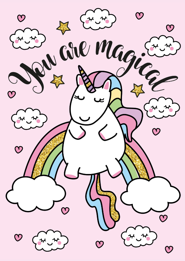 Liefdeskaart Unicorn Magical - Valentijnskaarten Valentijnskaarten - Liefdeskaart Unicorn Magical