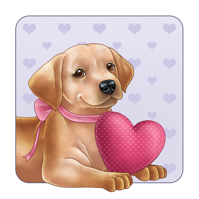 Valentijnskaarten - Lieve puppy met hartje